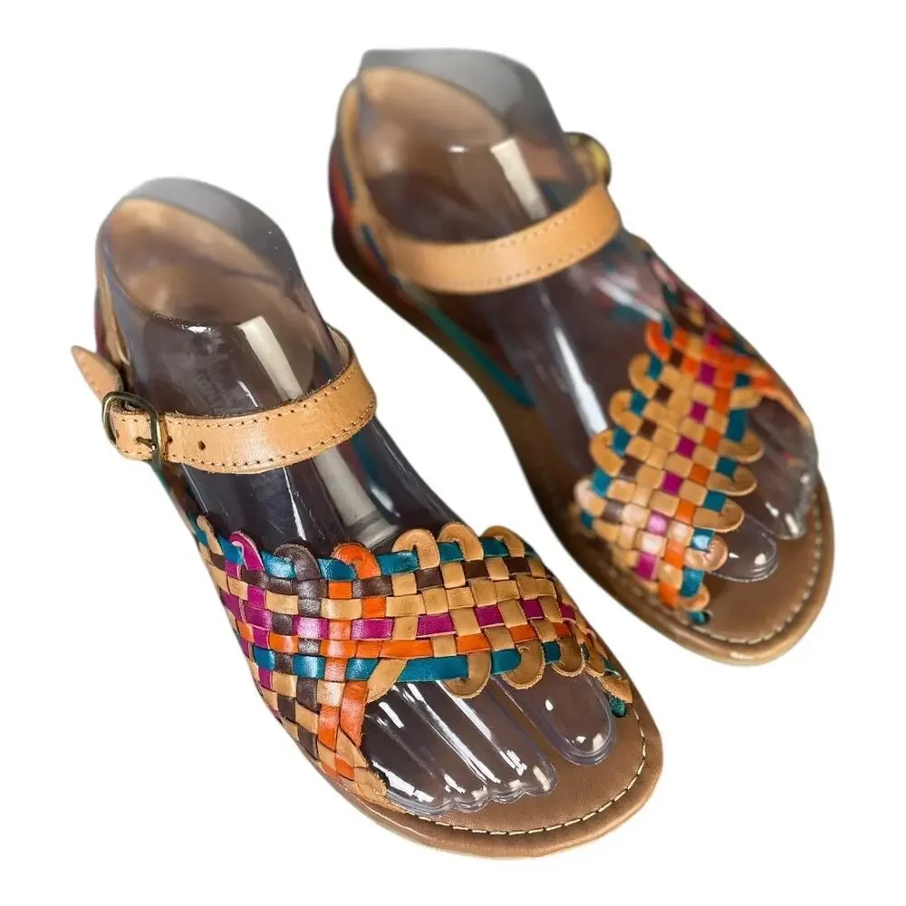 Artesanias Camila Women’s Colorful Hand Woven Leather Huarache Sandals Size-7